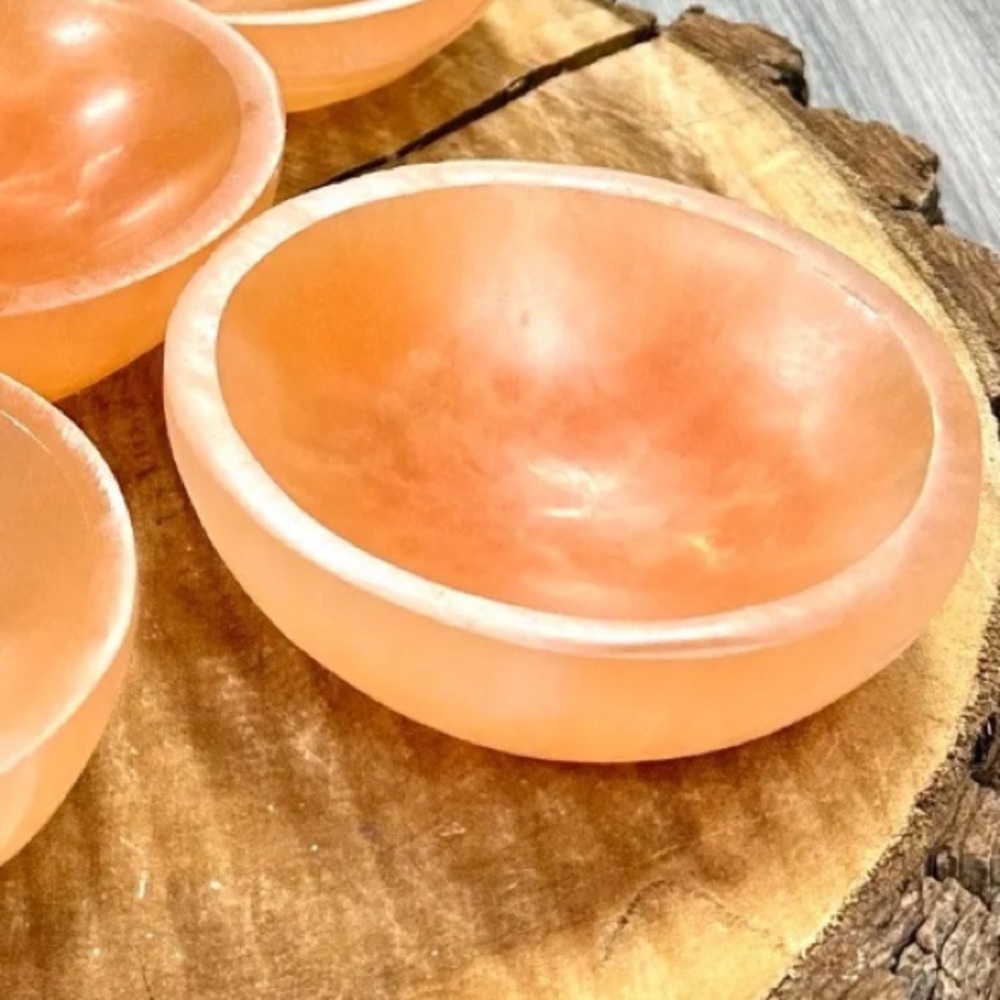 Quality orange selenite bowls 4”